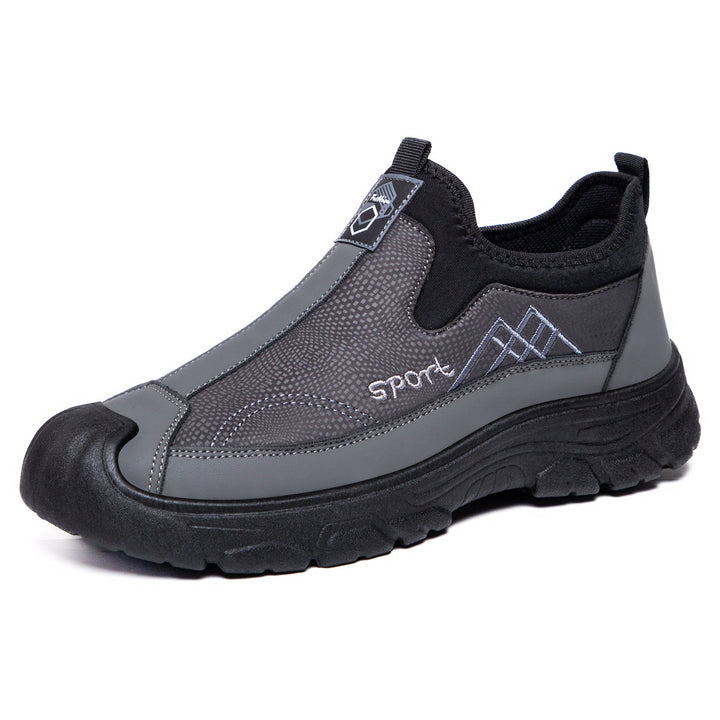 Men's robust slip-on work sneakers with reinforced toe cap, slip-resistant profile sole, and elastic entry Mune Fashion