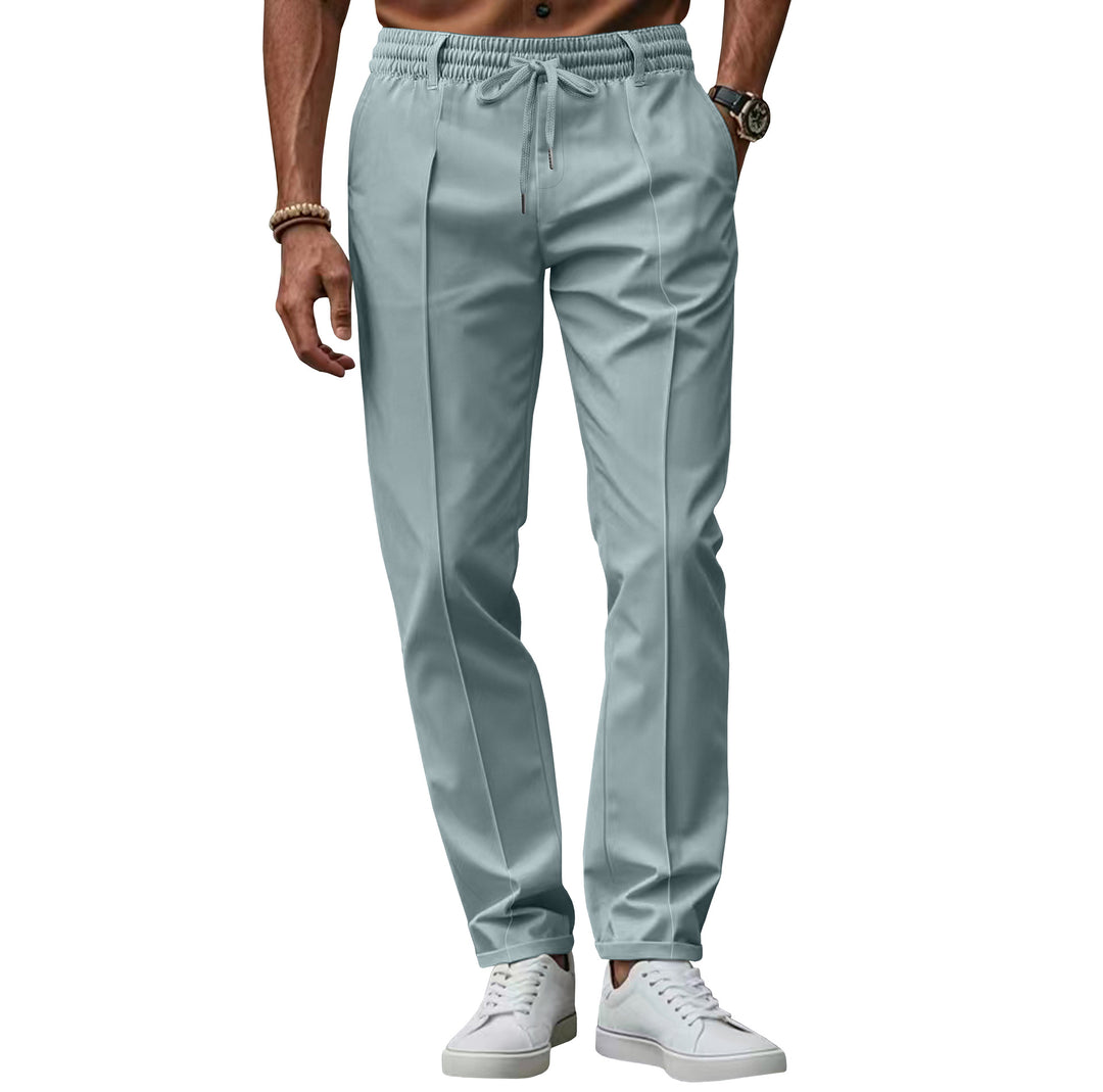Men's casual chino jogging pants with elastic waistband and pleat Mune Fashion