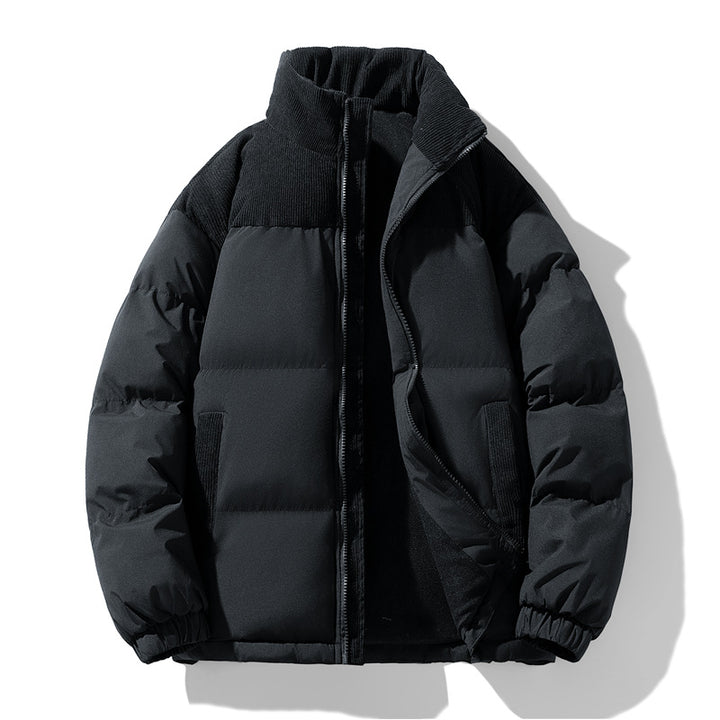 Men's quilted winter jacket with cord trim, high stand-up collar, and warm insulation Mune Fashion