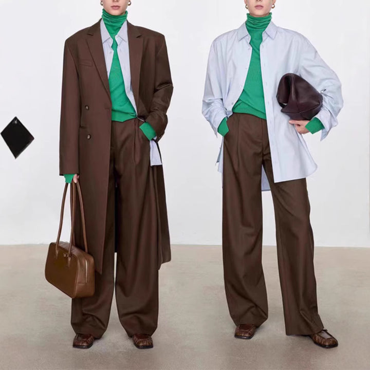 Women's high-waisted wide Marlene pants with clean crease and straight leg Mune Fashion