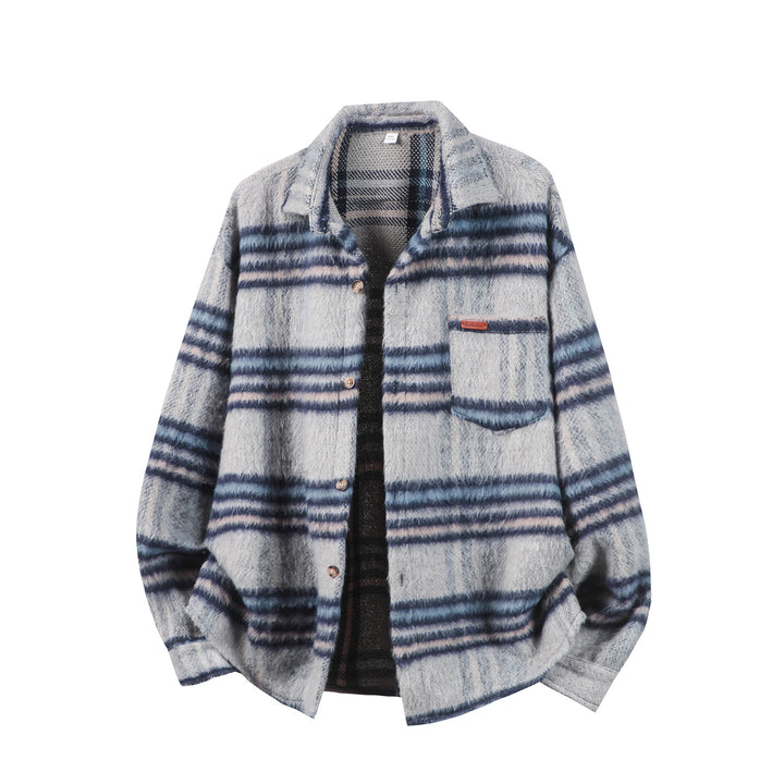 Unisex Oversize Check Shirt Jacket with Soft Boucle Finish Mune Fashion