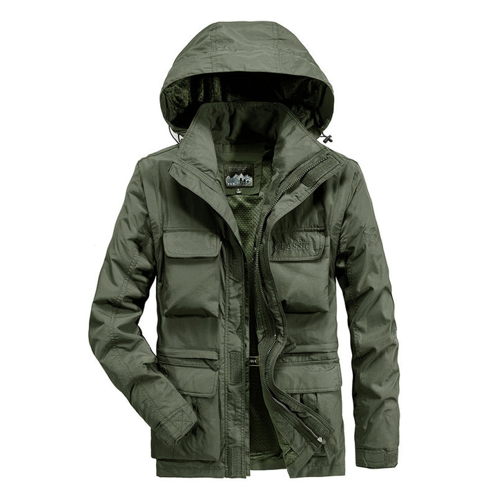 Men's field parka with detachable hood, breathable mesh lining, and versatile front pockets Mune Fashion
