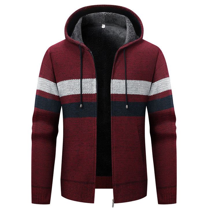 Men's hoodie cardigan with fleece lining and zipper Mune Fashion