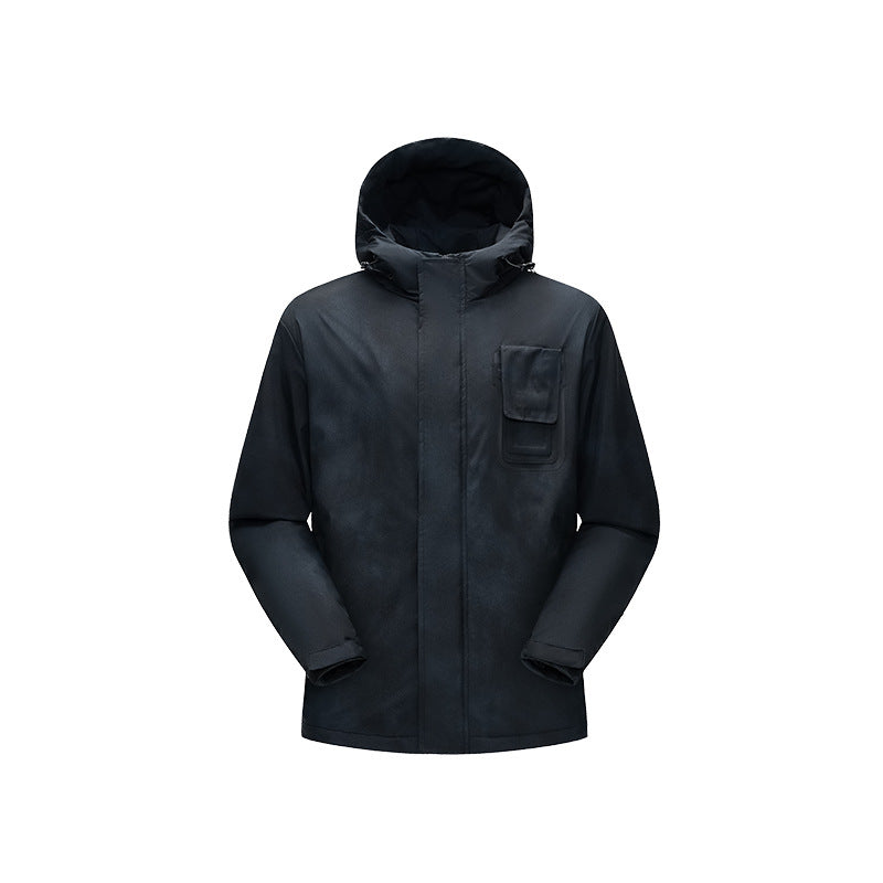 Men's minimalist technical shell jacket with hood and utility chest pocket Mune Fashion