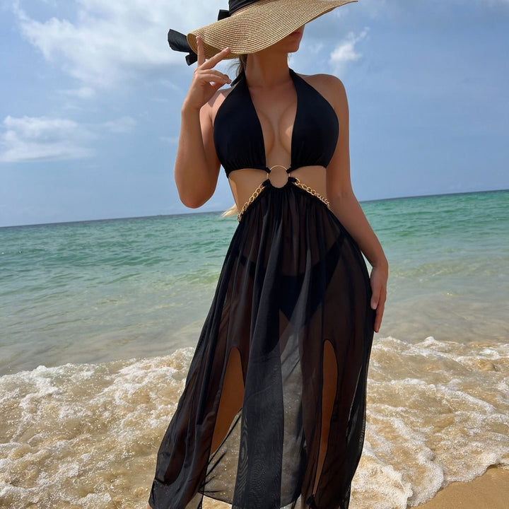 Women's Transparent Beach Cover-Up with Fashionable Accents Mune Fashion