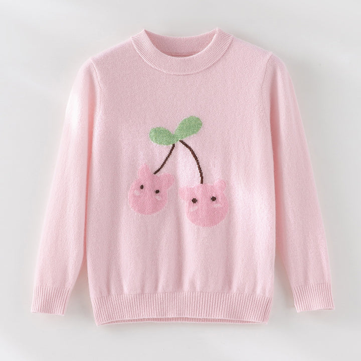 Women fine-knit sweater with playful cherry motif and round neck Mune Fashion