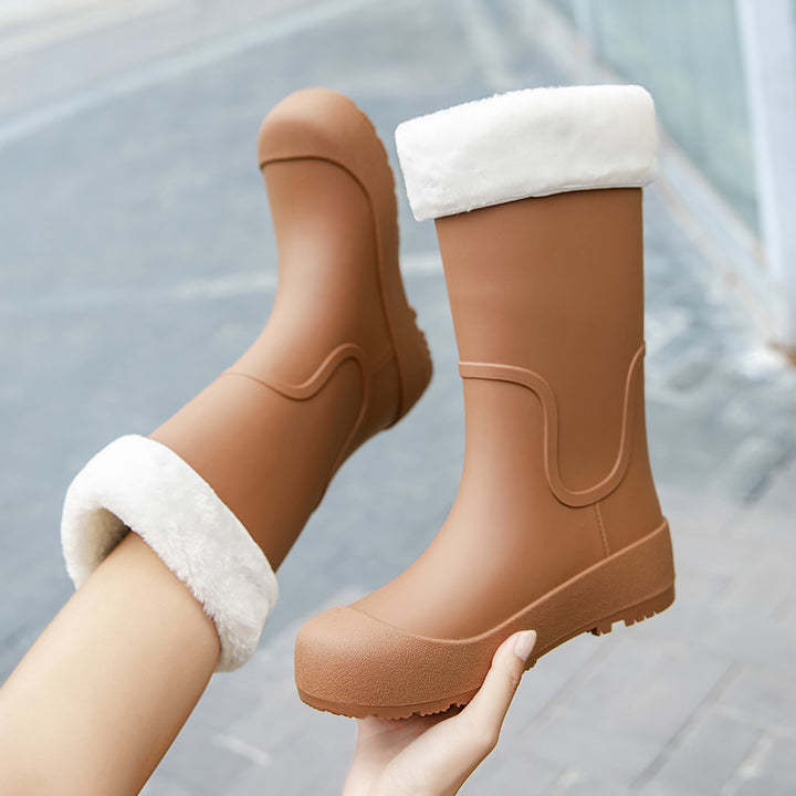 Women mid-height waterproof rubber boots with non-slip tread sole Mune Fashion