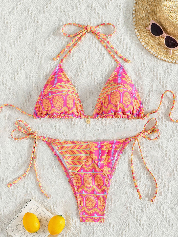Women's triangle bikini with playful floral design and adjustable straps Mune Fashion