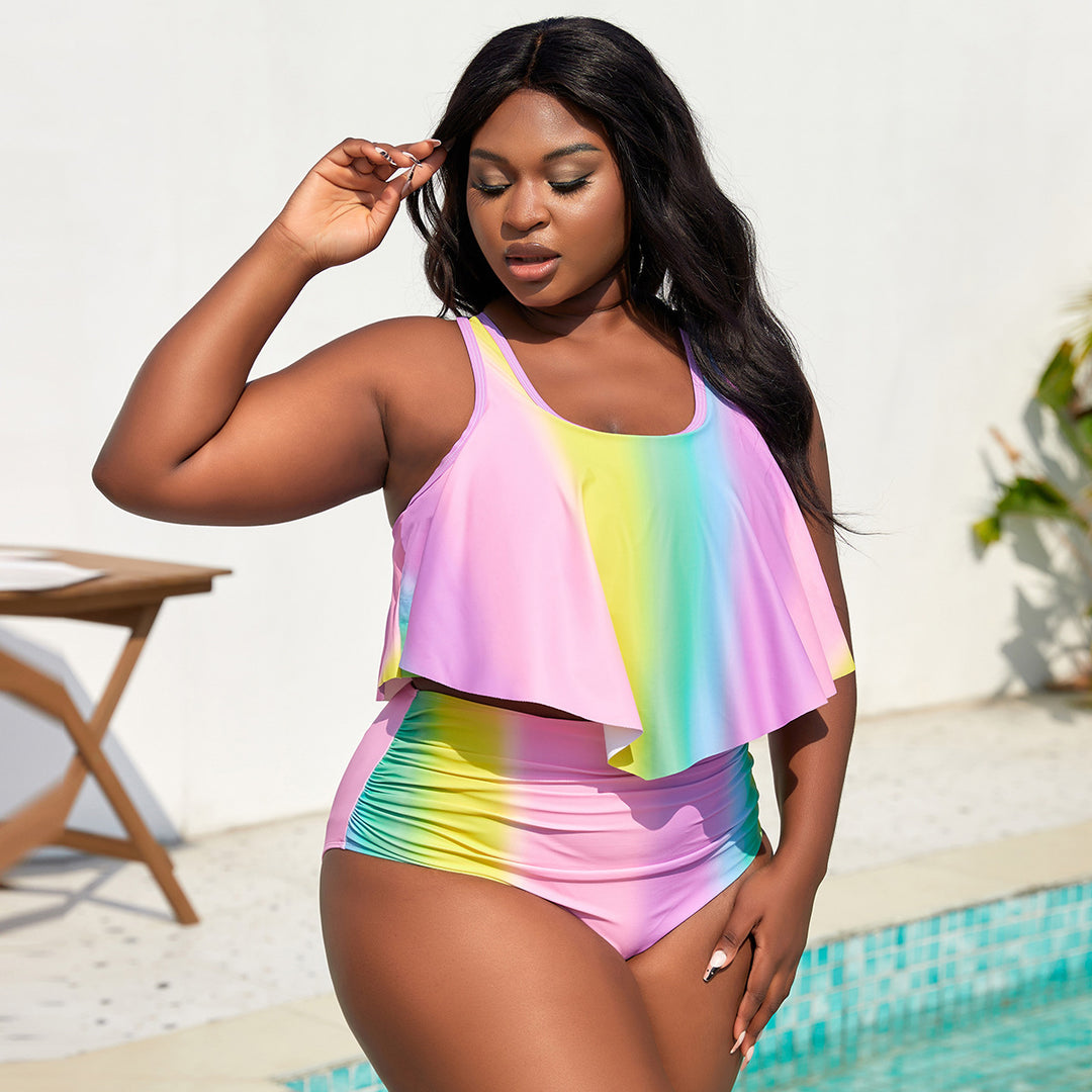 Women's Tankini Set with Flowing Top and High-Cut Shorts Mune Fashion