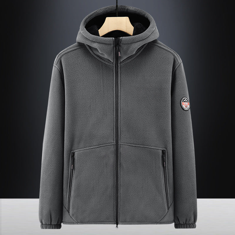 Men's Insulated Fleece Hoodie Jacket with Sherpa Lining and Two-Way Zipper Mune Fashion