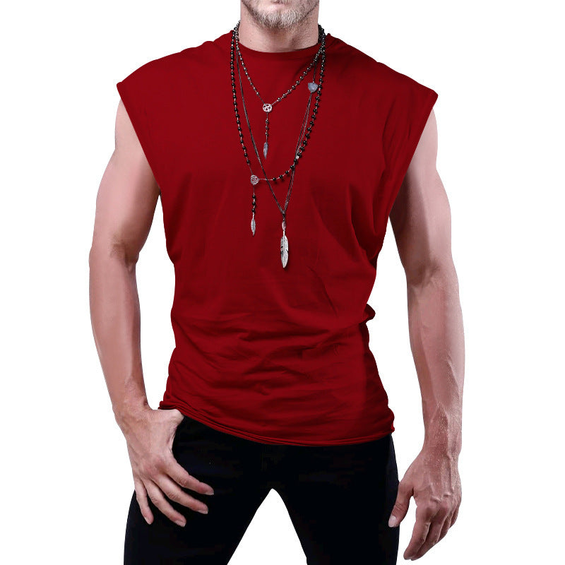 Men's fitted sleeveless muscle shirt made of cotton blend with wide shoulder sections Mune Fashion
