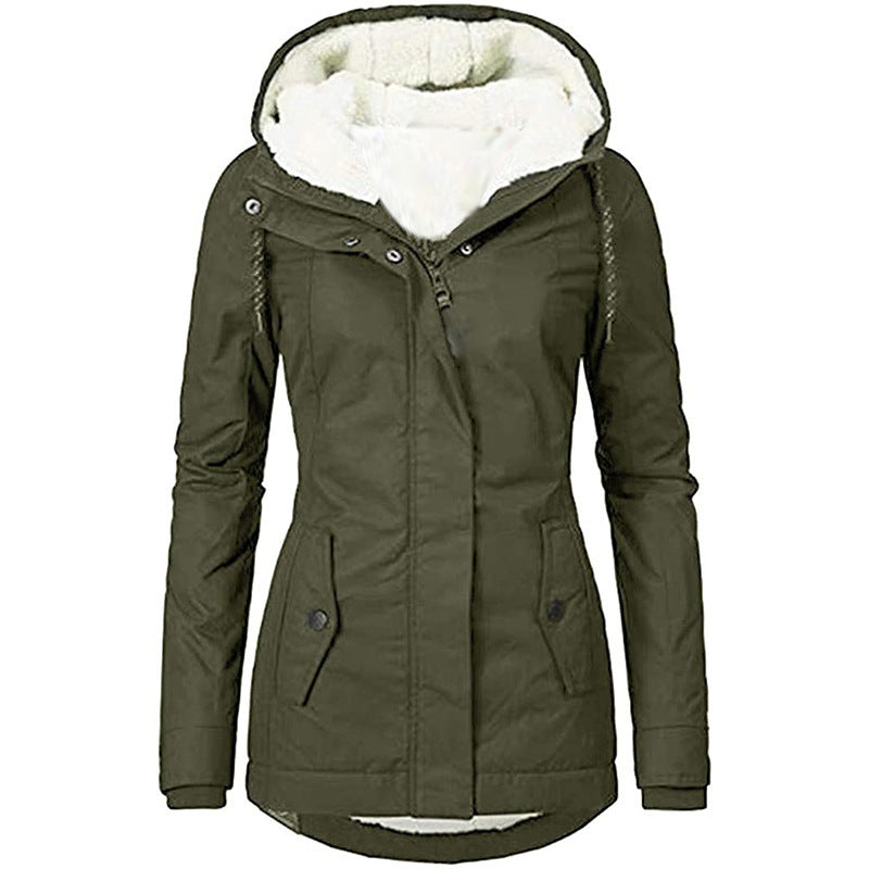 Women's Water-Repellent Parka with Teddy Lining, Hood and Tailored Fit Mune Fashion