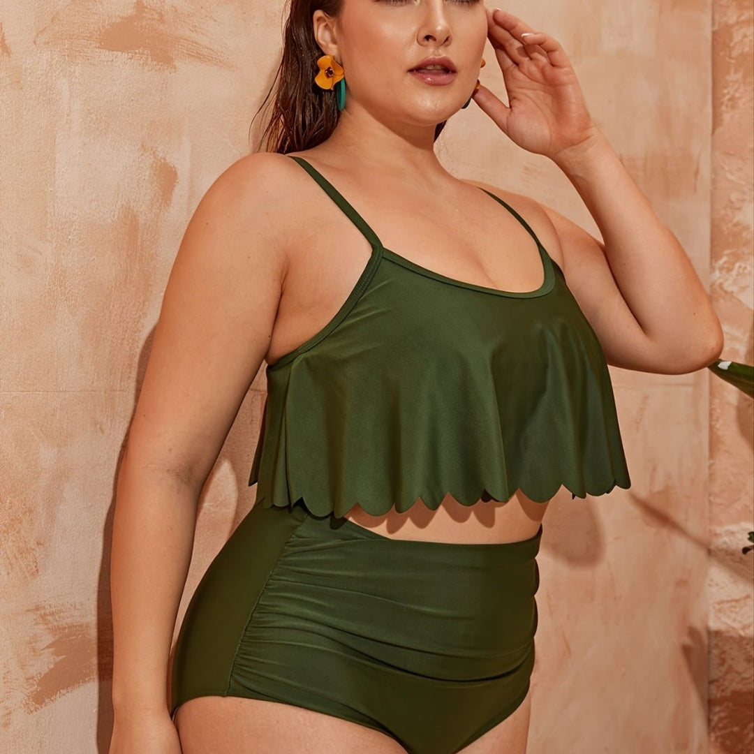 Women’s Swim Shorts Set with Attractive Ruffle Design Mune Fashion
