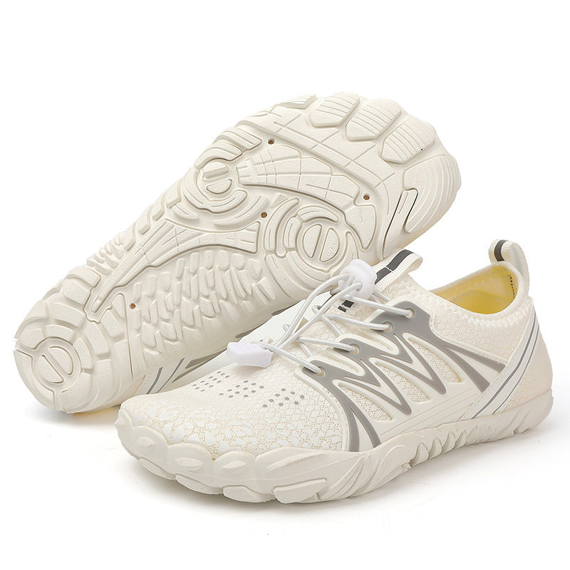 Women's lightweight water shoes with quick-drying knit upper, elastic pull closure, and slip-resistant patterned sole Mune Fashion
