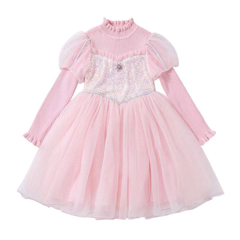 Girls' festive tulle dress with glittering appliqués and ruffles Mune Fashion