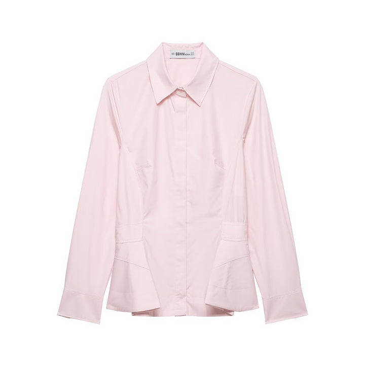 Women's Tailored Shirt Blazer with Concealed Button Placket, Side Pockets and Slim Silhouette Mune Fashion