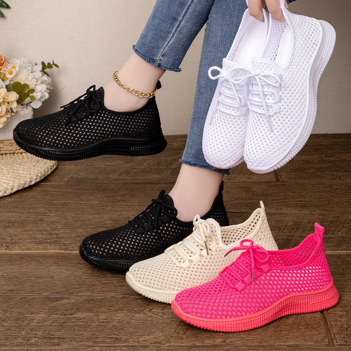 Women's breathable mesh slip-on sneakers with elastic lacing and flexible profile sole Mune Fashion