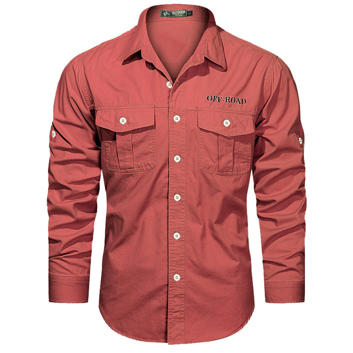 Men's Off-Road Safari Shirt with reinforced flap chest pockets, spread collar, and roll-up sleeves Mune Fashion