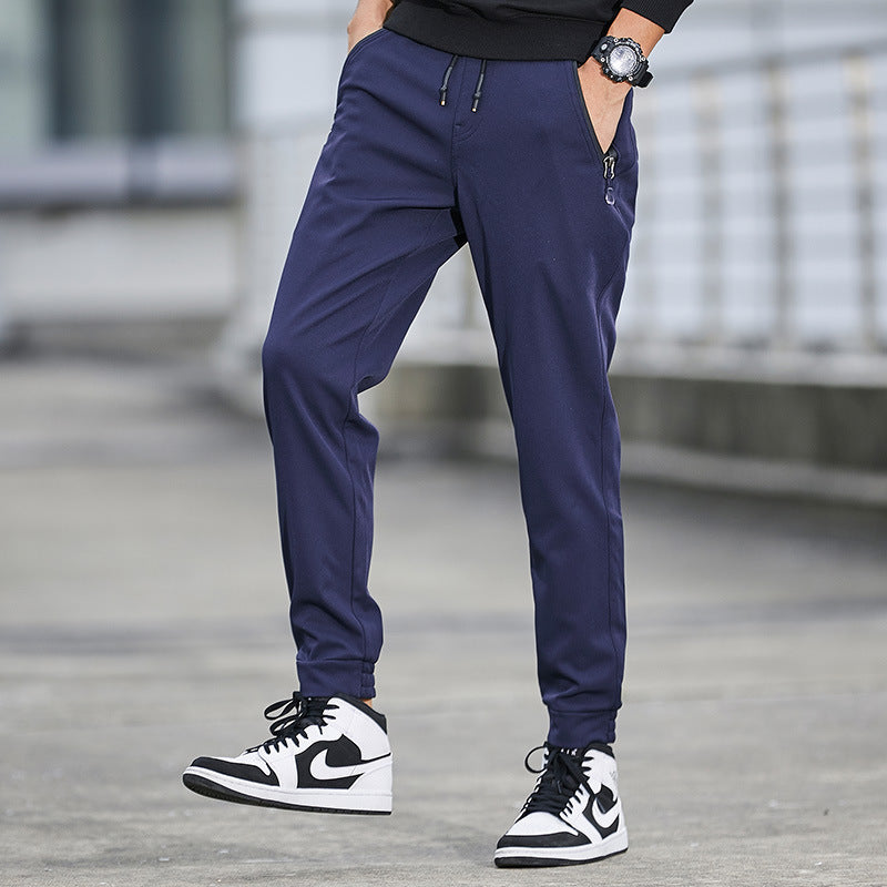Men's Technical Softshell Jogging Pants with Water-Repellent Membrane, Zipper Pockets and Elastic Drawstring Waist Mune Fashion