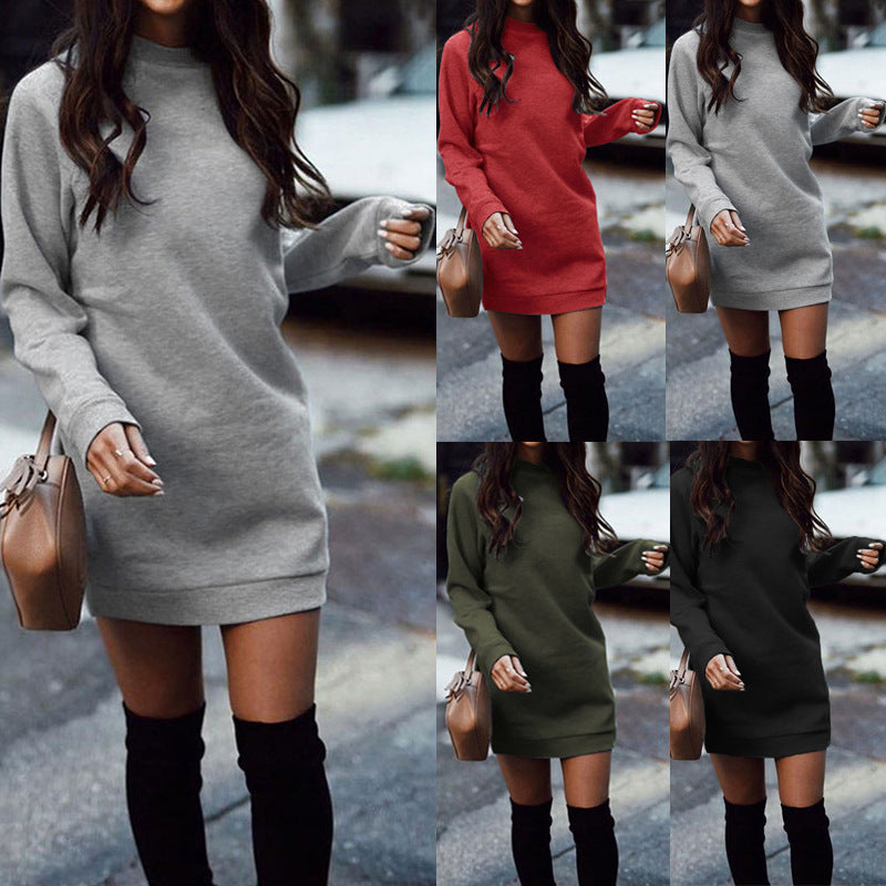 Women nan legeres sweatshirt dress with round neckline, straight cut and long sleeves Mune Fashion