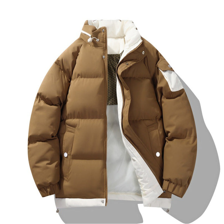 Men's Warm Padded Outdoor Quilted Jacket with High Stand-Up Collar, Contrast Inner Lining & Utility Arm Pocket Mune Fashion