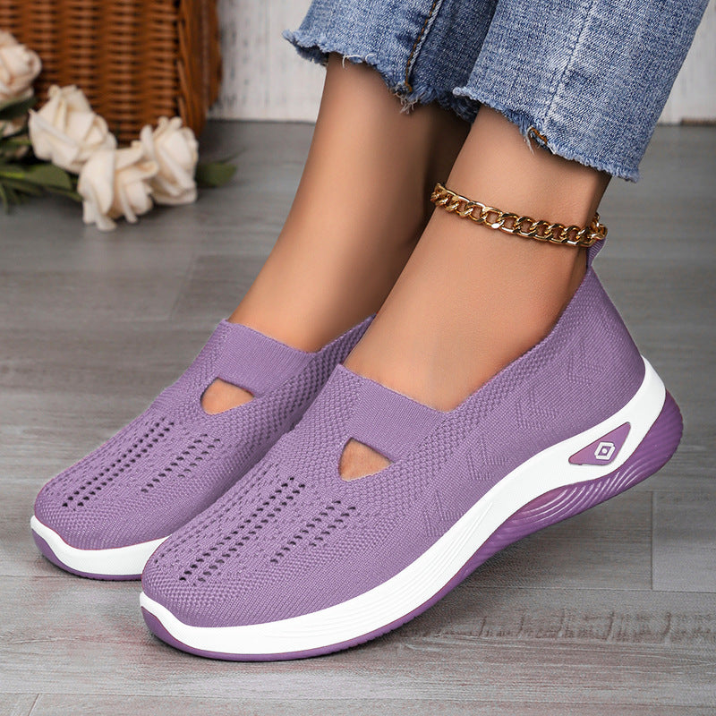 Ladies nan lightweight breathable knitted slip-ons with memory foam and non-slip outsole Mune Fashion