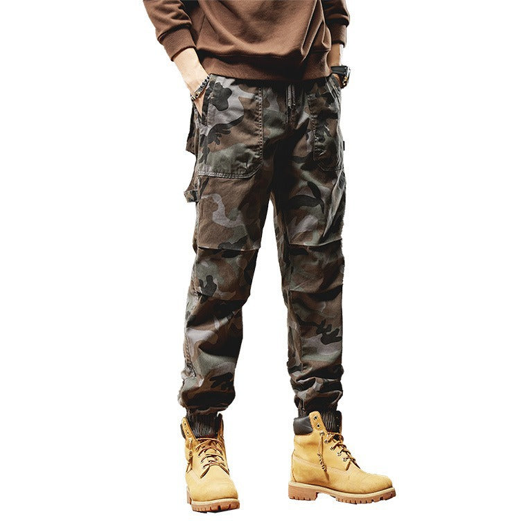 Herren Camouflage-Cargojogger aus robustem Ripstop mit Tunnelzugbund, Kniefalten und elastischen Bündchen Mune Fashion