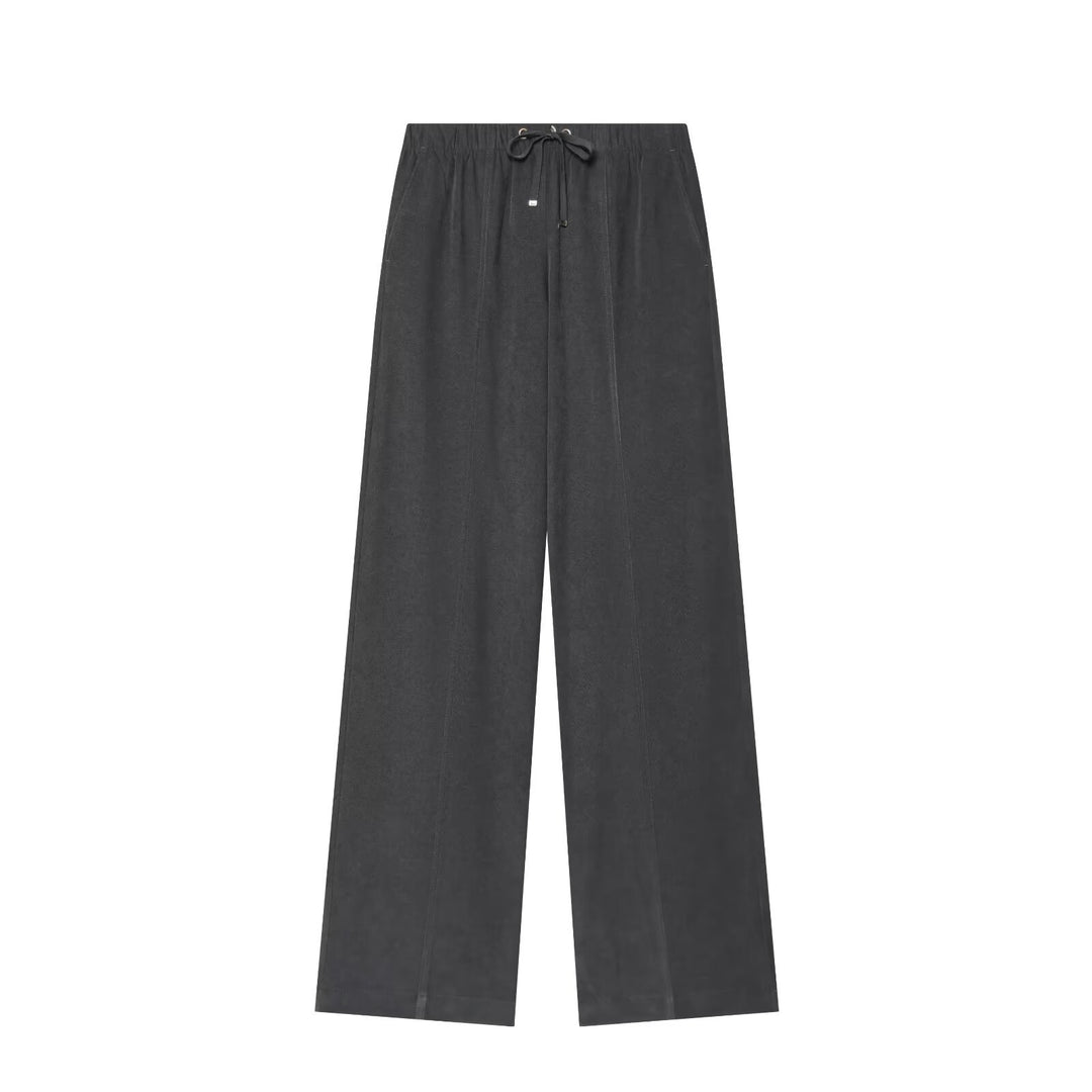 Women's Wide Palazzo Lounge Pants with Drawstring and Crease Mune Fashion