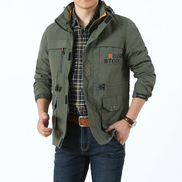 Men's field jacket in utility style with hood and multifunctional pockets Mune Fashion