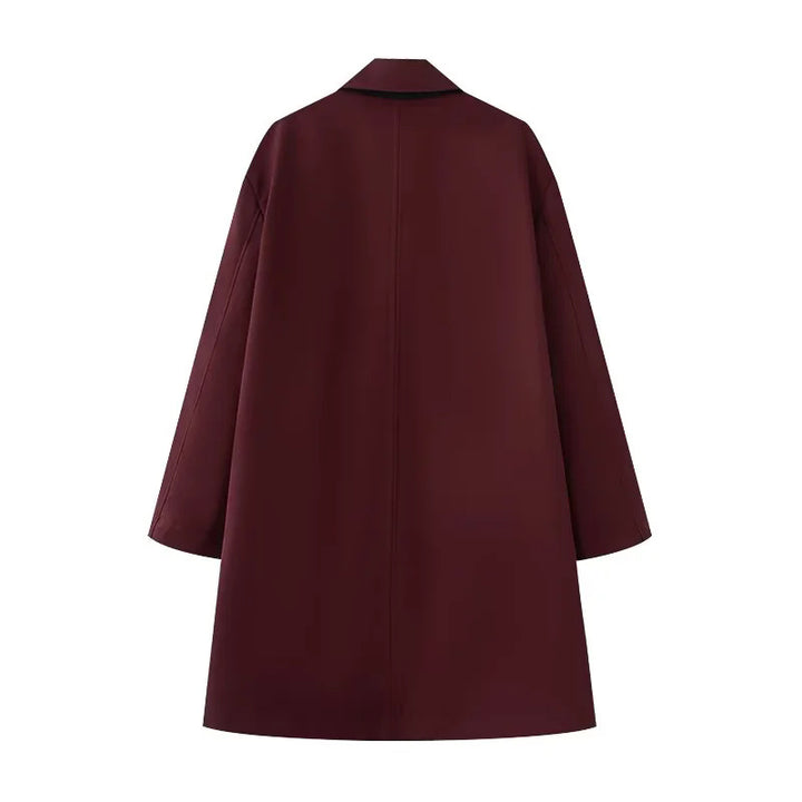 Women's nano minimalist A-line coat with concealed button placket Mune Fashion