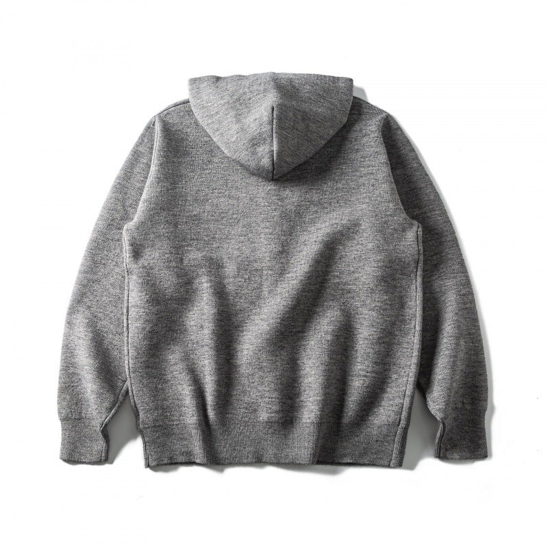 Unisex Hooded Knitted Cardigan with Continuous Button Placket and Ribbed Cuffs Mune Fashion