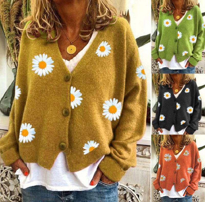 Women's knit cardigan with daisy embroidery Mune Fashion