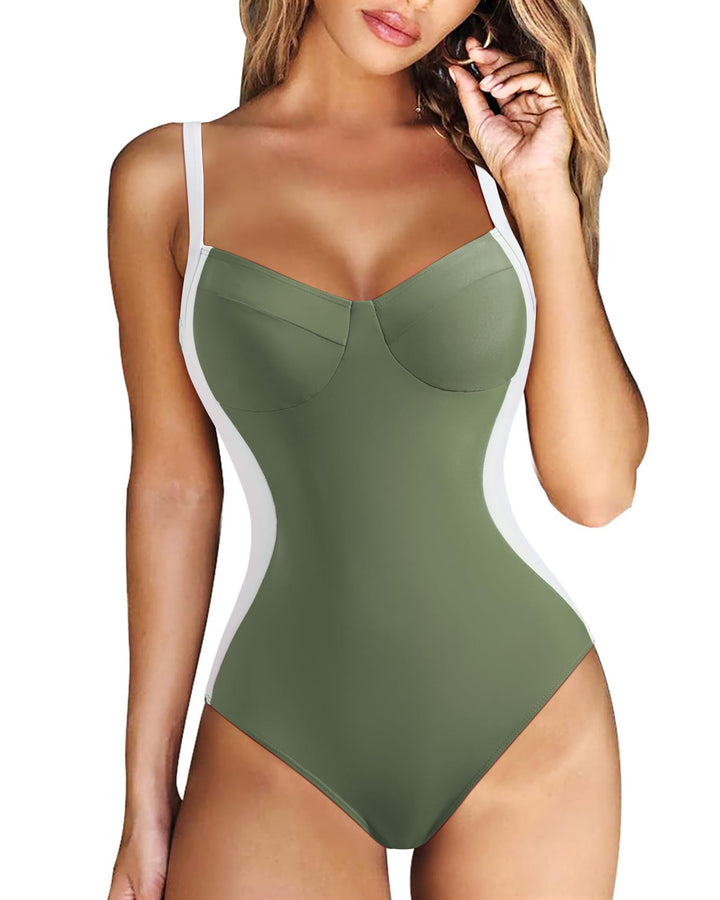 Ladies elegant swimsuit with soothing V-neck Mune Fashion