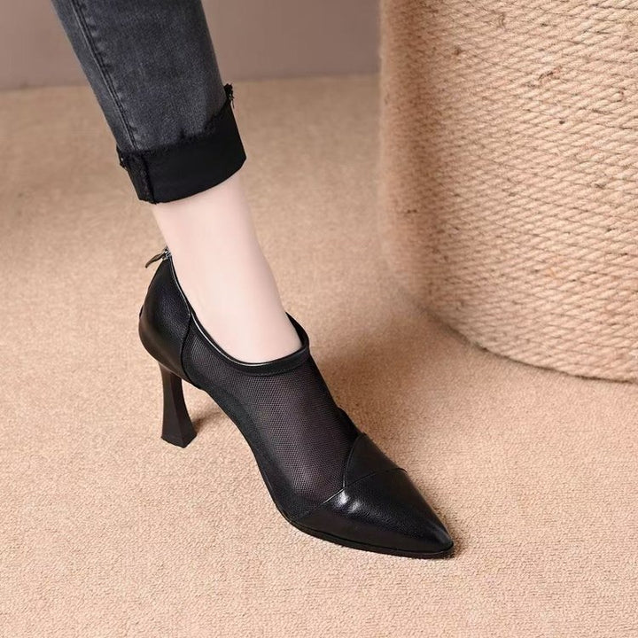 Women Elegant Pointed Pumps with Transparent Inserts Mune Fashion
