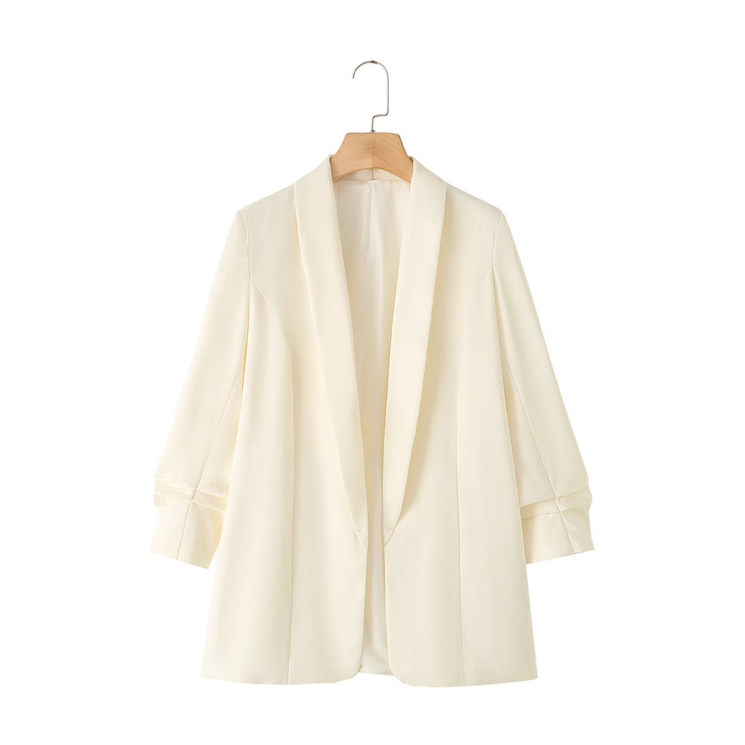 Women's casual oversized blazer with shawl collar, open cut and 3/4 sleeves Mune Fashion