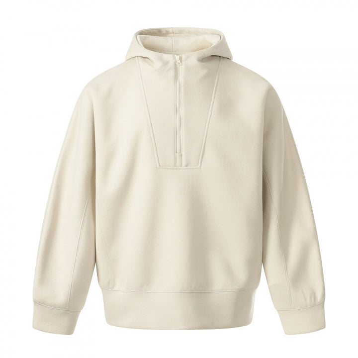 Men's Boxy Hoodie with Half Zipper, Reinforced Placket and Clean Minimal Design Mune Fashion