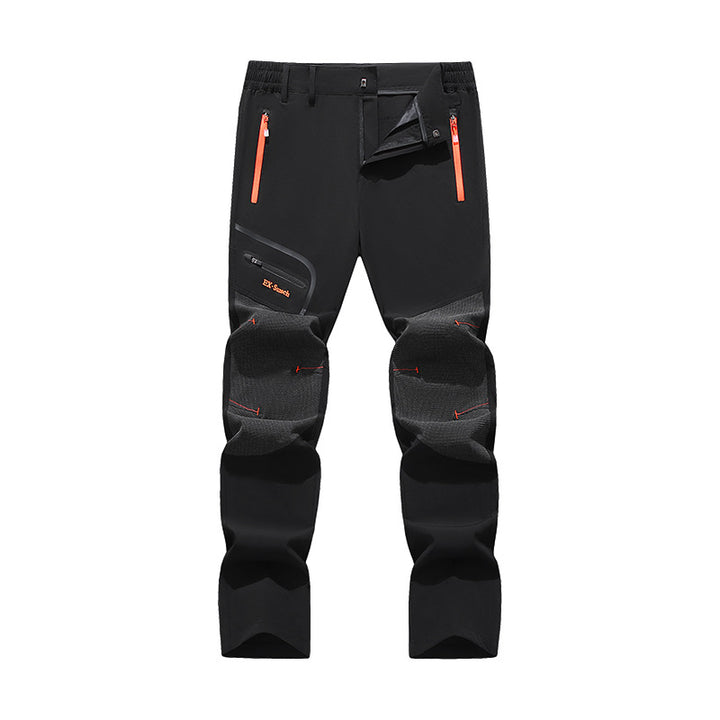 Men's water-repellent softshell trekking pants with reinforced knee flex zones and concealed zipper pockets Mune Fashion
