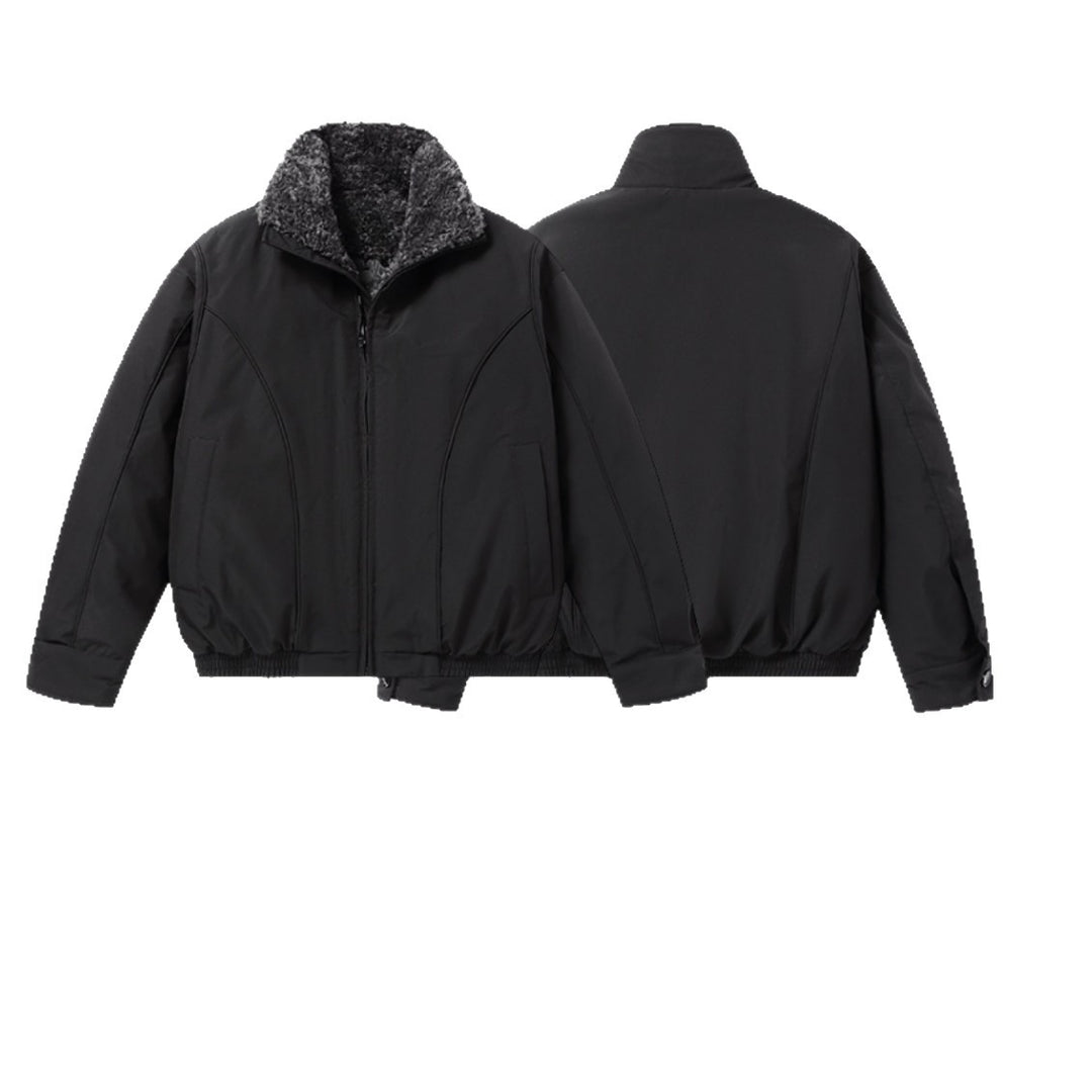 Men's short-cut thermal bomber jacket with high teddy collar Mune Fashion