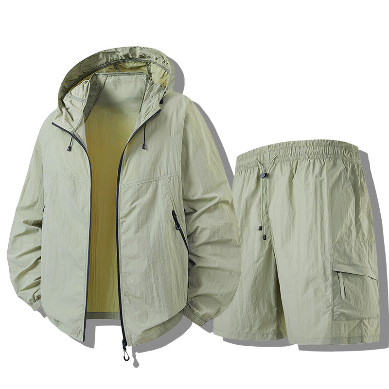 Men's Weatherproof Functional Jacket with Lightweight Shorts