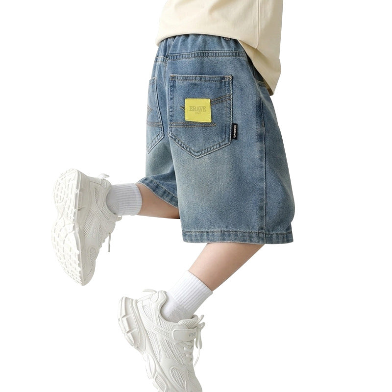 Boys casual denim shorts with comfortable elastic waistband and practical pockets Mune Fashion