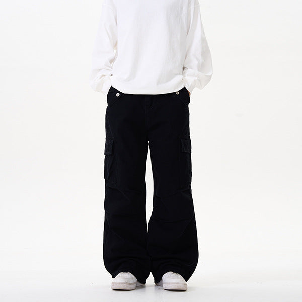 Men's Relaxed Utility Cargo Pants in Palazzo Cut made of Cotton Twill Mune Fashion