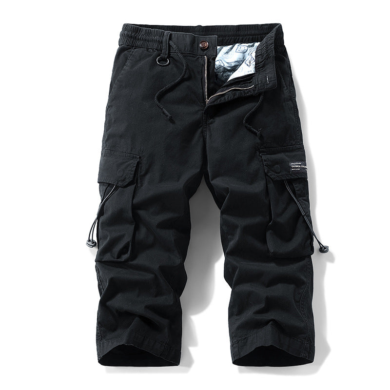 Herren knielange Cargo-Hose mit elastischem Komfortbund, Tunnelzug und Multifachtaschen Mune Fashion