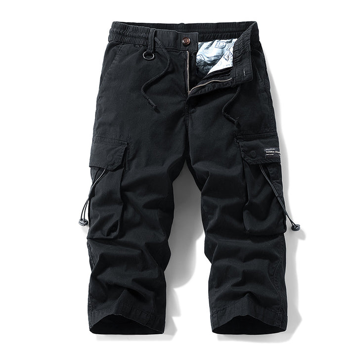 Herren knielange Cargo-Hose mit elastischem Komfortbund, Tunnelzug und Multifachtaschen Mune Fashion
