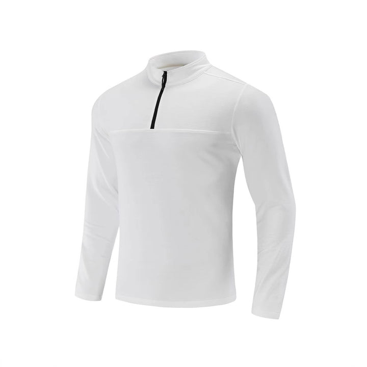 Men's Functional Half-Zip Long Sleeve Shirt with Stand-Up Collar and Breathable Stretch Material Mune Fashion