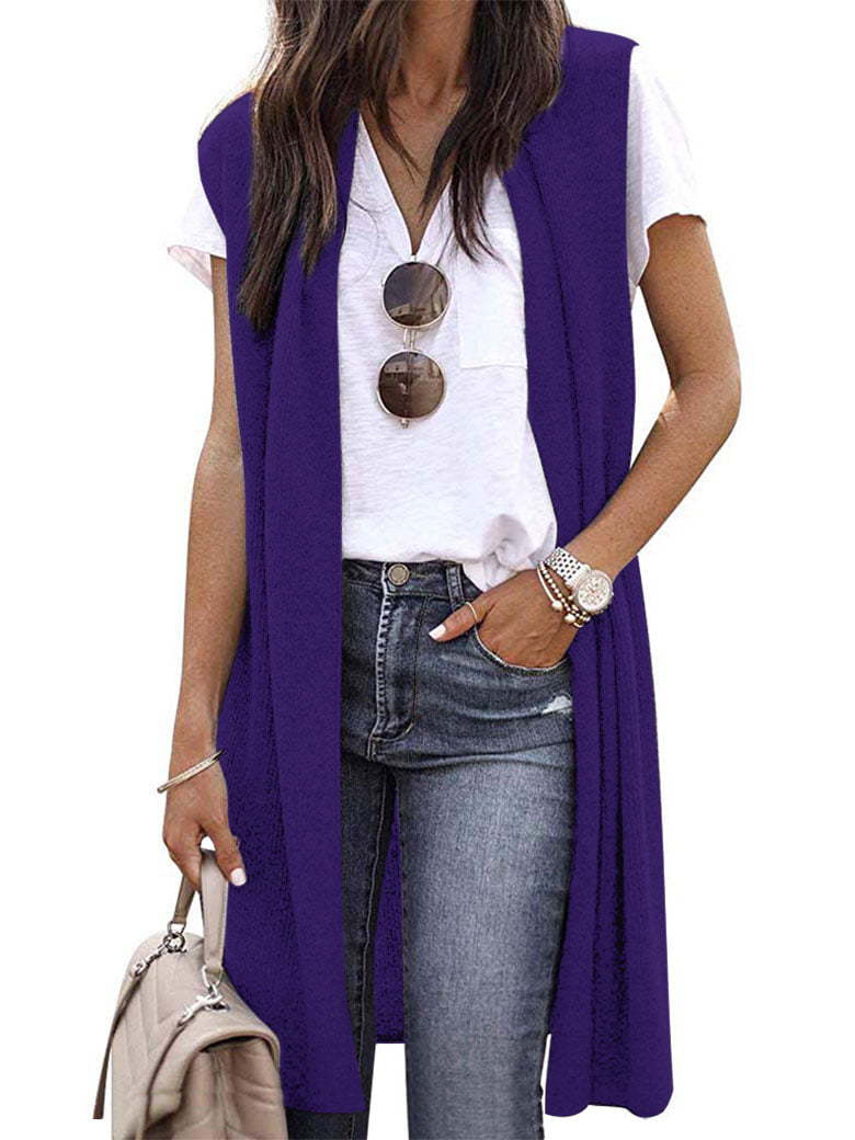 Women’s knit vest in a casual oversized design with open fronts and short sleeve length Mune Fashion