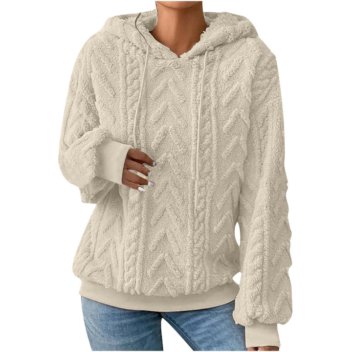 Women's hooded sweater with cable pattern, side pockets and ribbed cuffs Mune Fashion