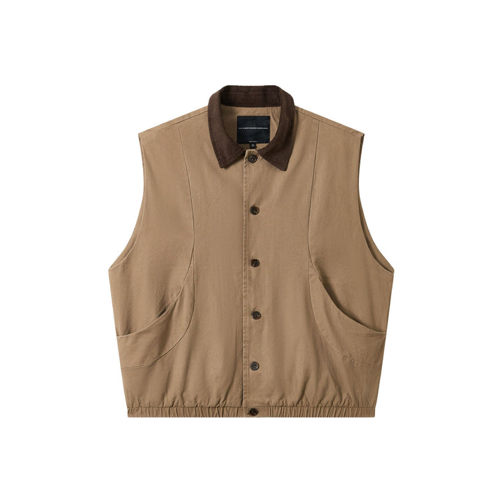 Men's Utilitarian Vest with Cord Collar and Generous Pockets Mune Fashion