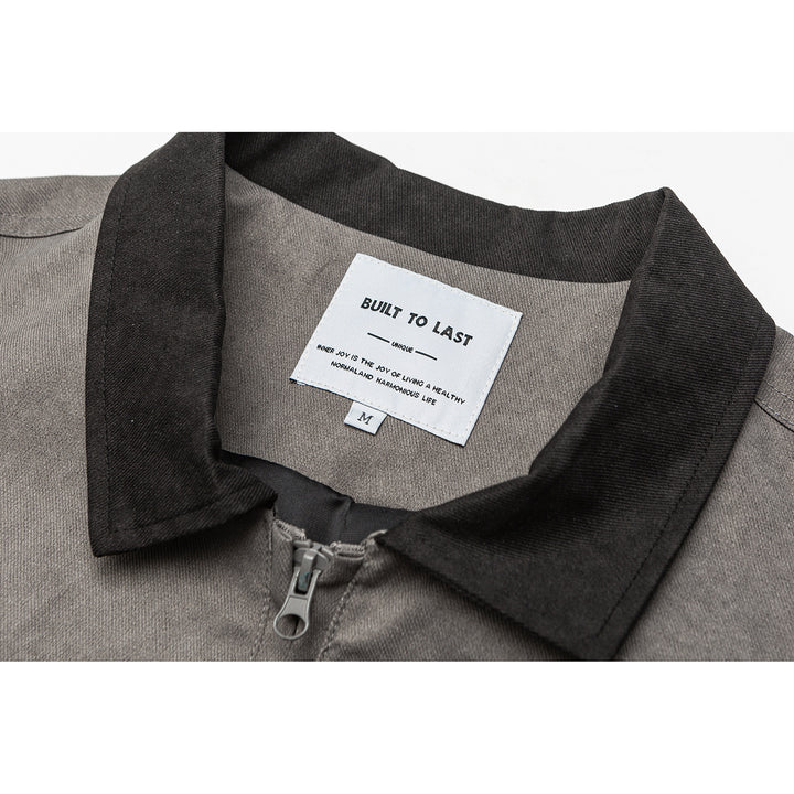 Men's Boxy Canvas Blouson Jacket in Utility Look with Cord Collar and Zip Chest Pockets Mune Fashion