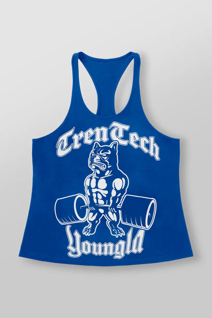 Men's form-fitting fitness tank top with bulldog graphic and extra deep armholes Mune Fashion