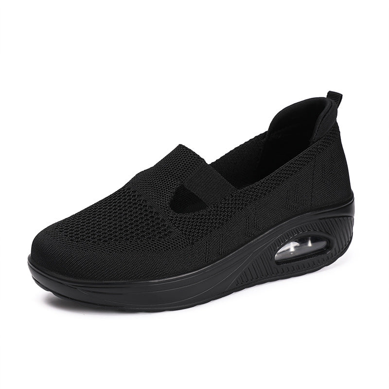Women's nan comfort slip-on with visible air-cushion wedge sole breathable knit and elastic V-insert Mune Fashion